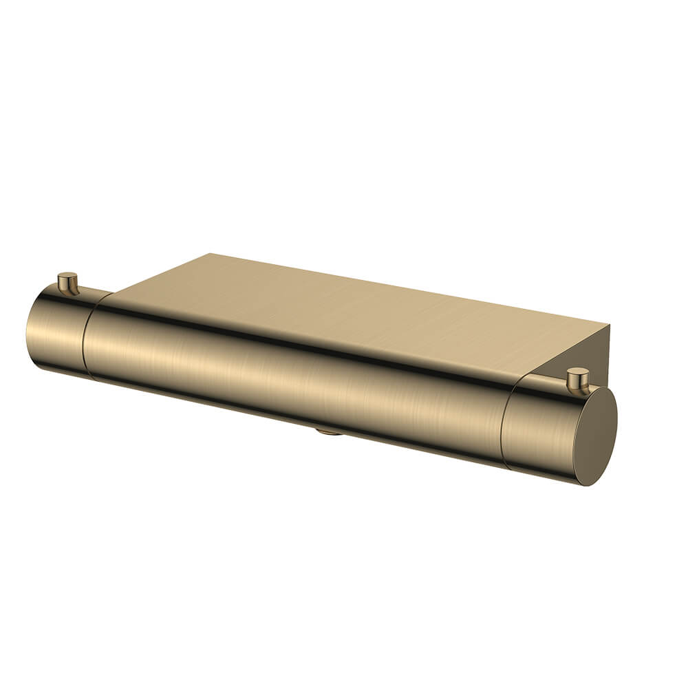 Regn thermostatische douchemengkraan met planchet, Geborsteld goud