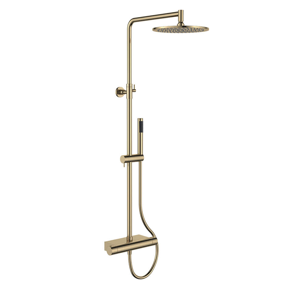 Regn thermostatische regendouche met planchet, geborsteld goud