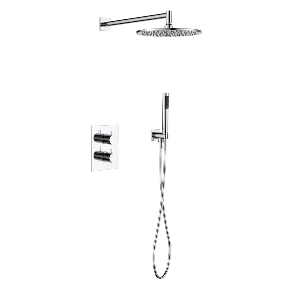 Regn complete thermostatische regendouche inbouwset met rechthoekige plaat, chroom