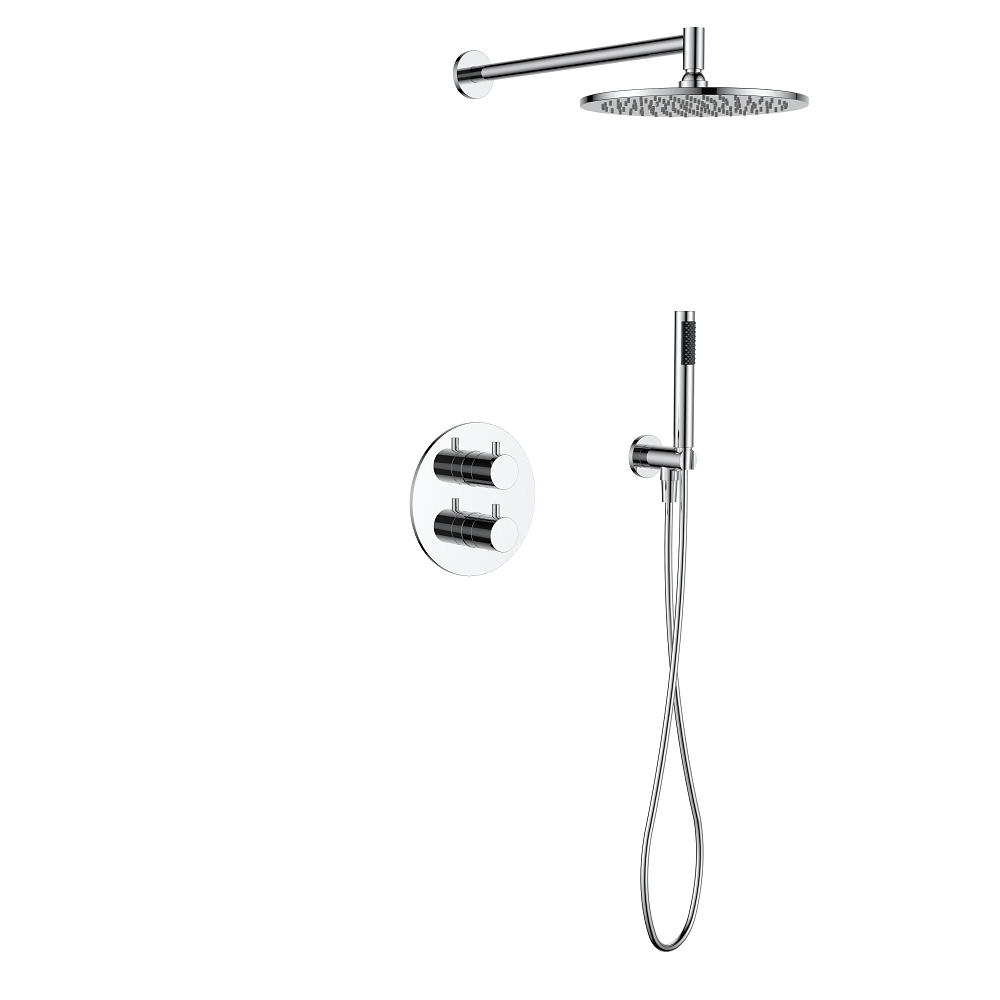 Regn complete thermostatische regendouche inbouwset met ronde plaat, chroom