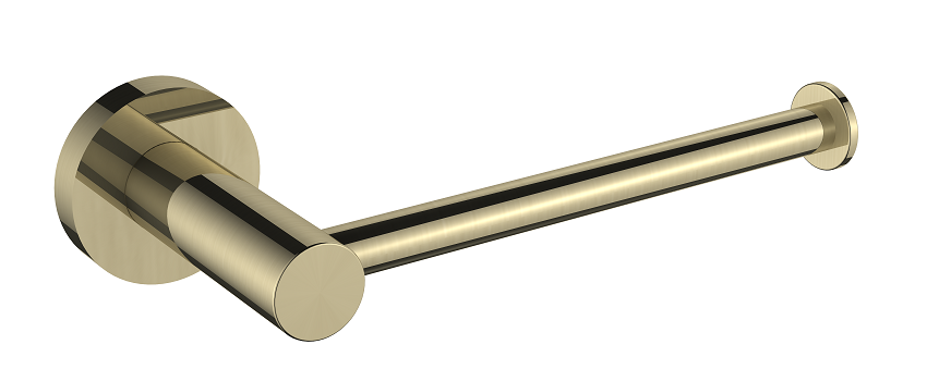 Regn toiletrolhouder zonder klep (met rozet), Geborsteld goud