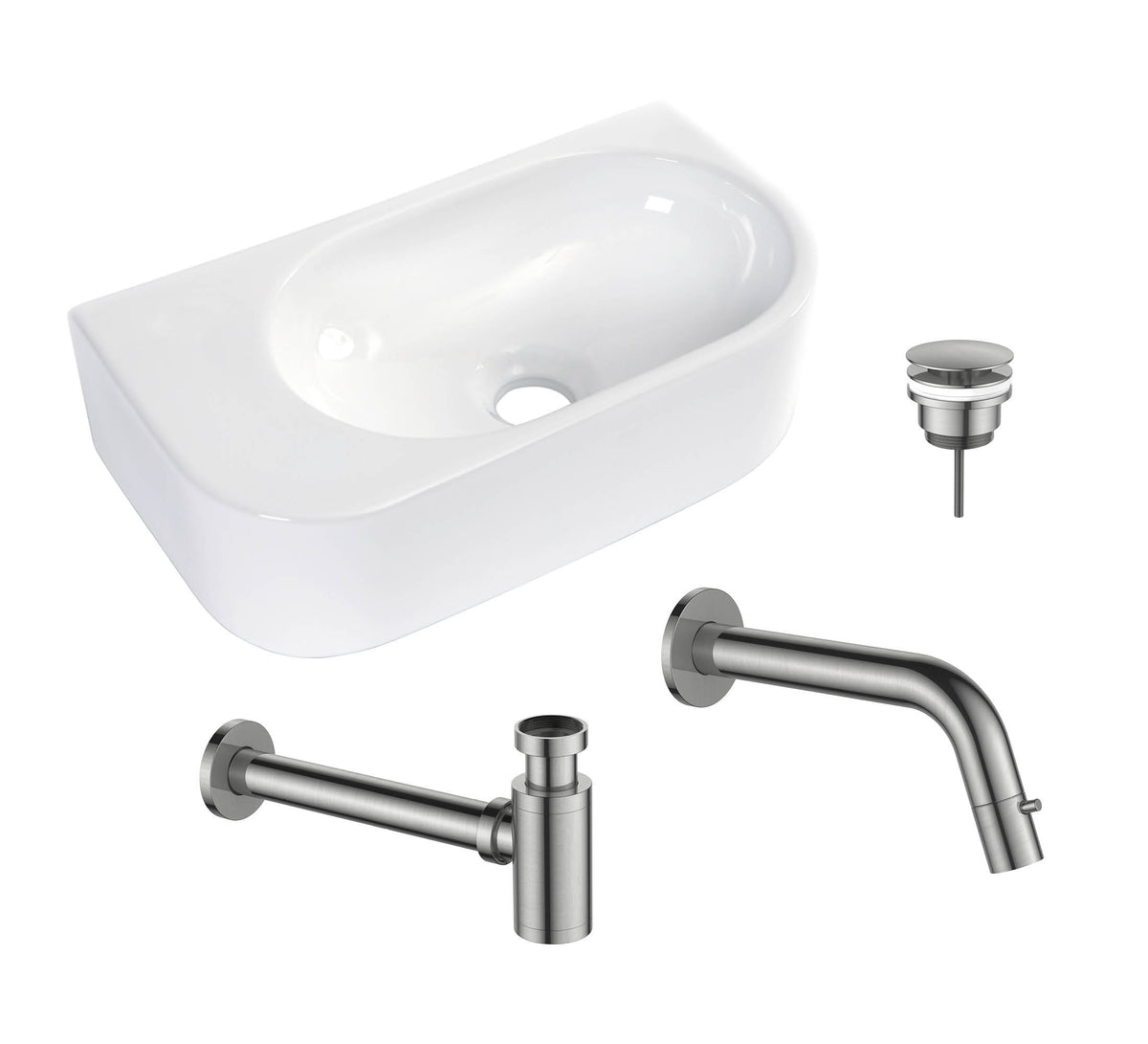 Regn fonteinset inbouw links, Geborsteld nikkel