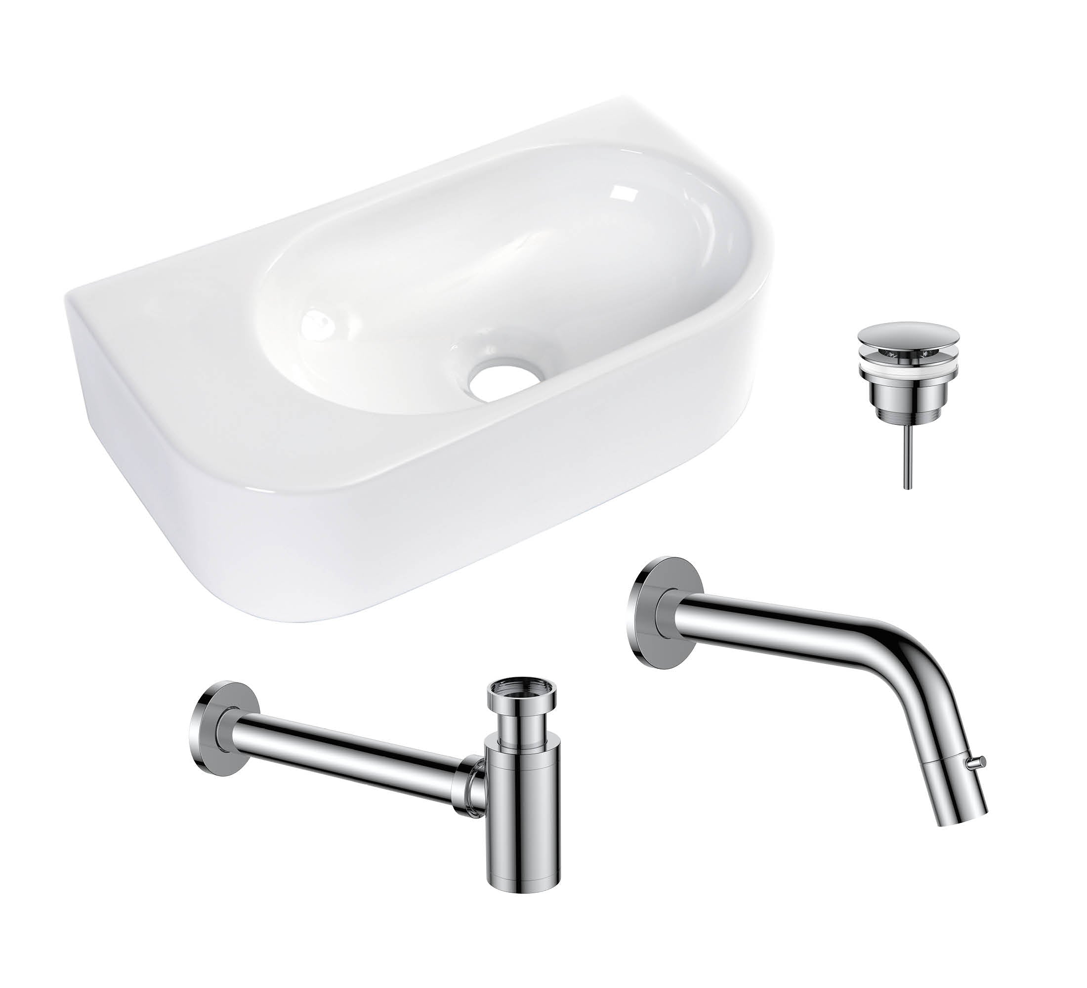 Regn fonteinset inbouw links, Chroom