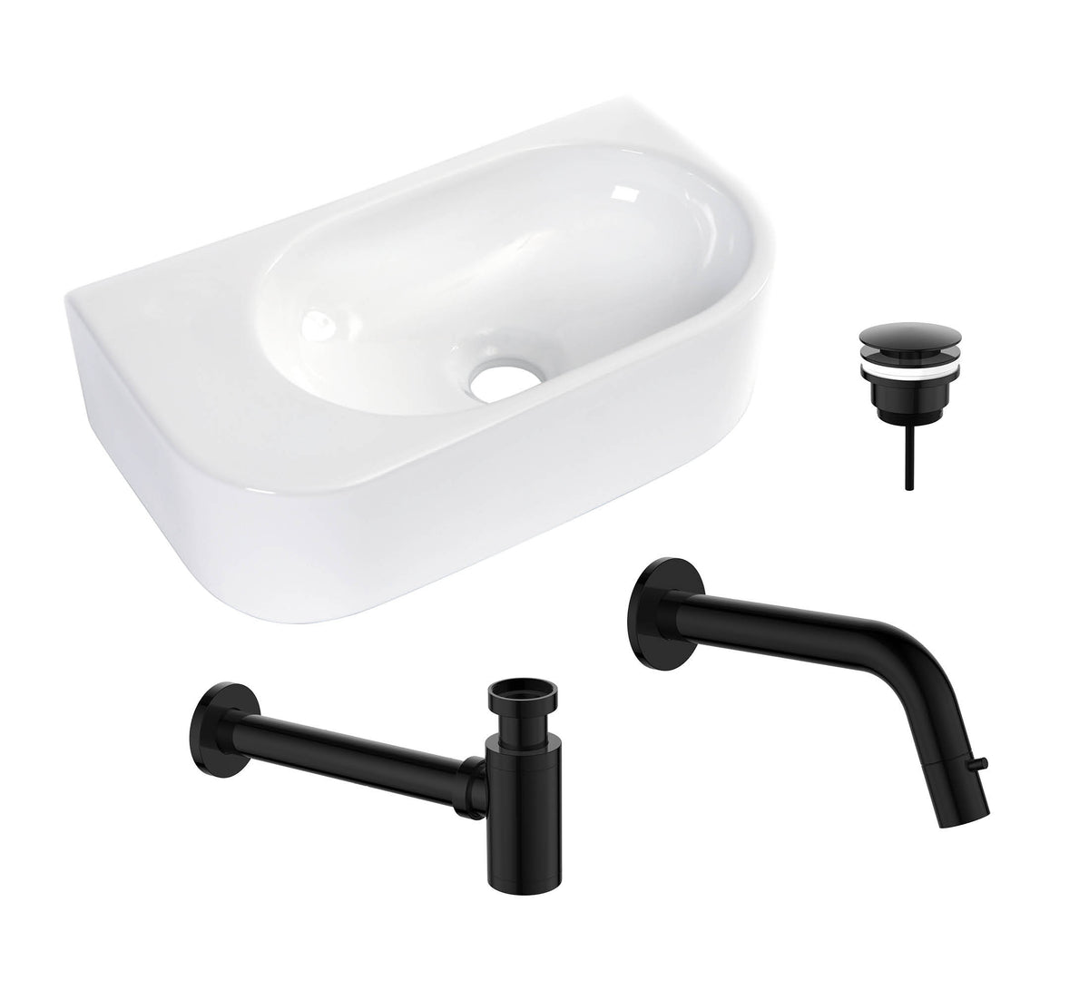 Regn fonteinset inbouw links, Gun metal black