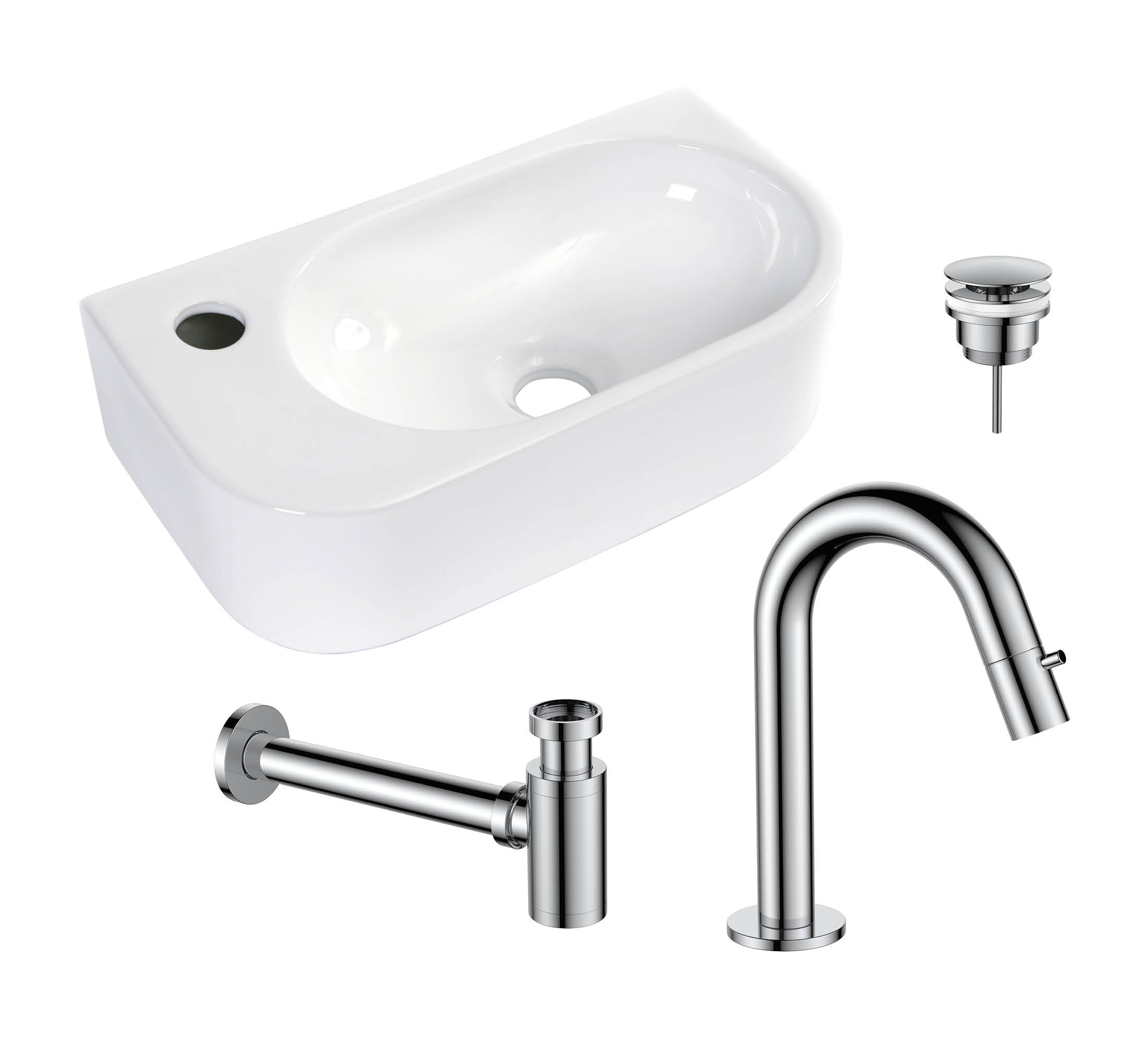 Regn fonteinset opbouw links, Chroom