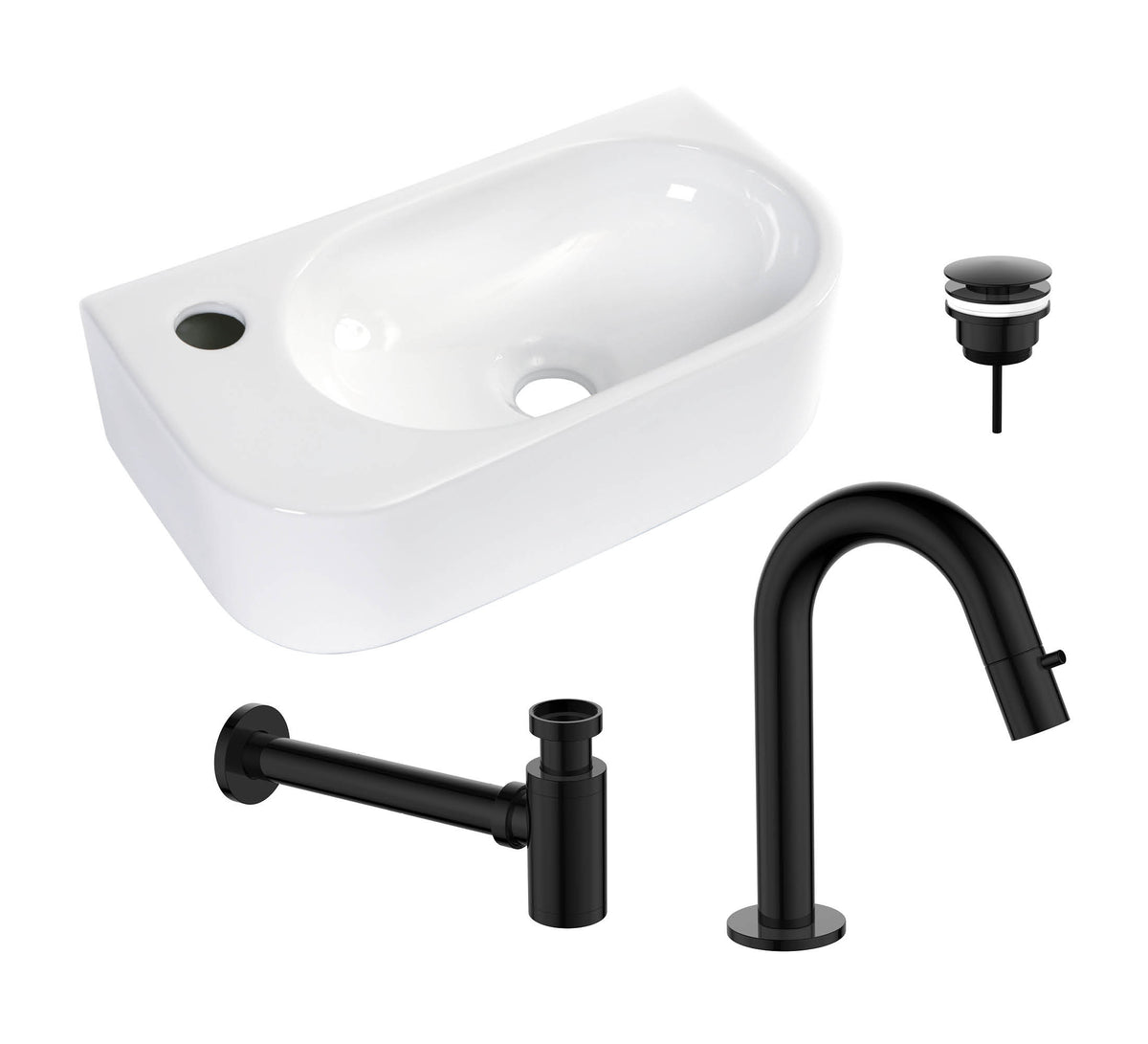 Regn fonteinset opbouw links, Gun metal black