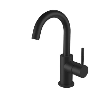 Regn wastafelmengkraan hoog met gebogen uitloop en coldstart mat zwart 10003MB